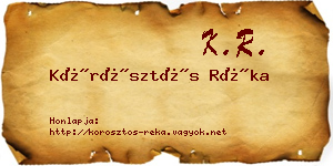 Körösztös Réka névjegykártya